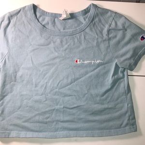 Teal cropped champion tee